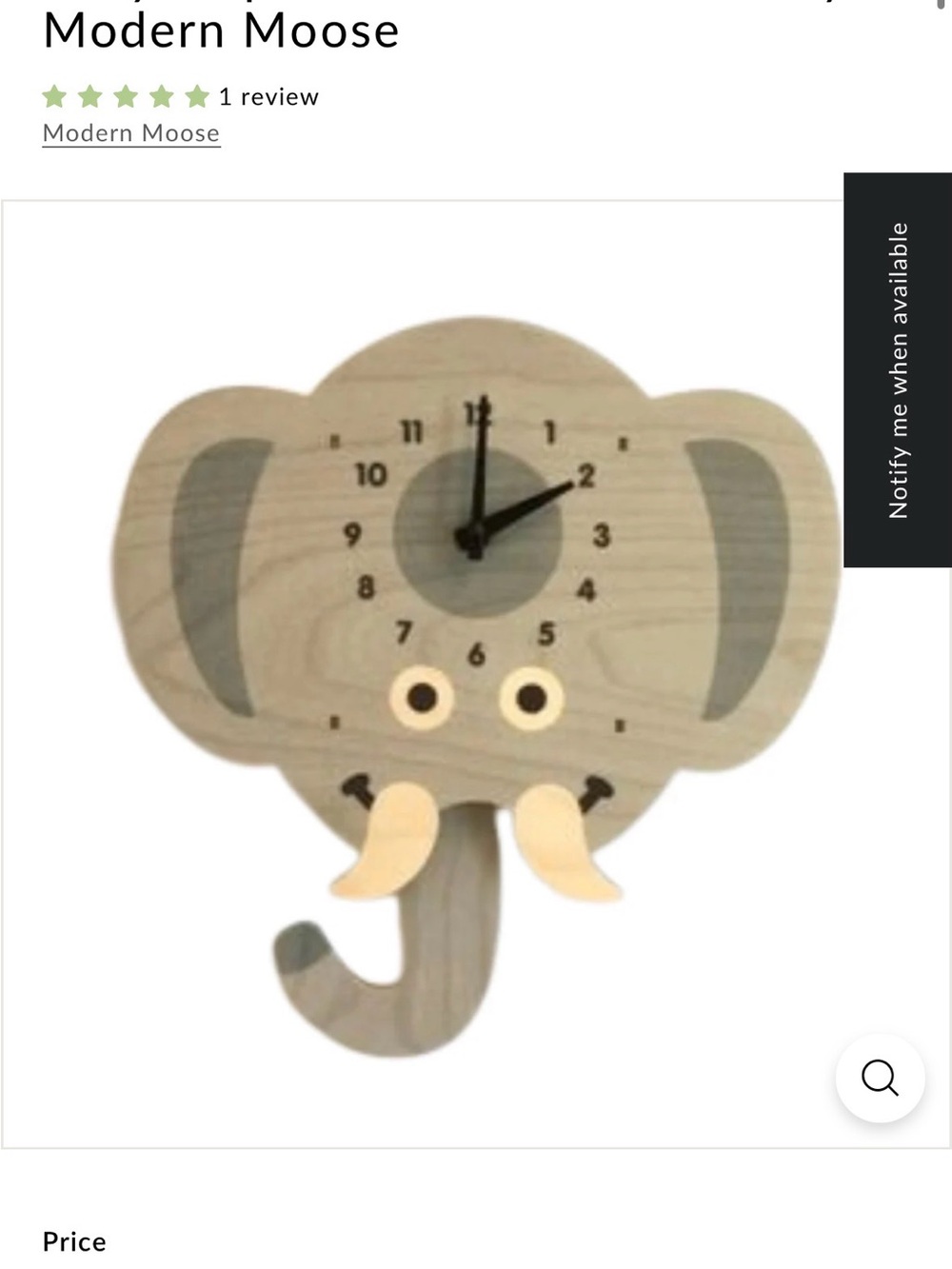 Pendulum Elephant Wall Clock - Playful Nursery Decor